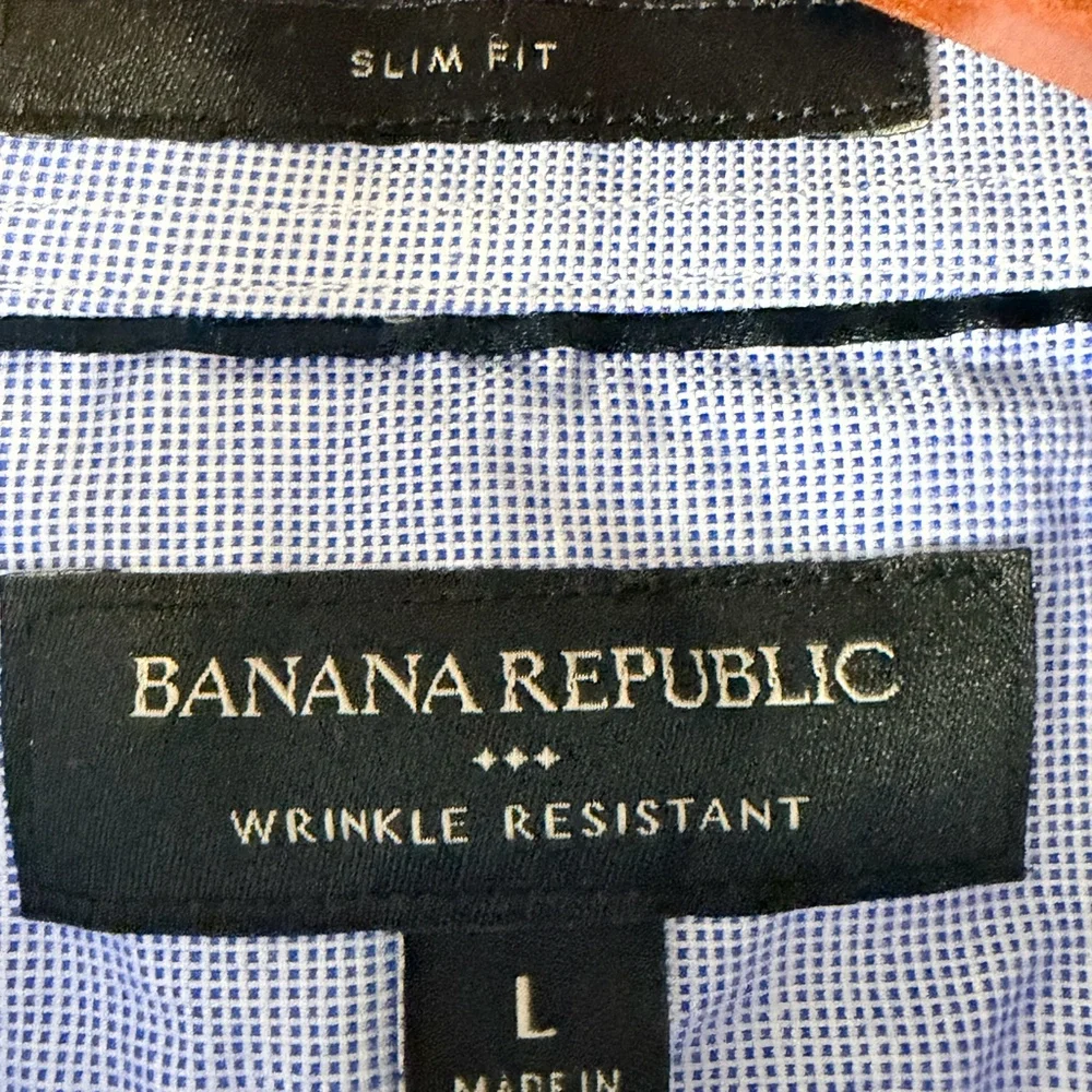 Banana Republic Slim Fit Blue Wrinkle Resistant Dress Shirt Men’s L